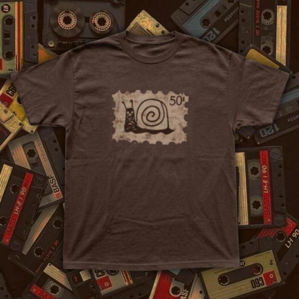 Snail Postage Stamp Brown T Shirt